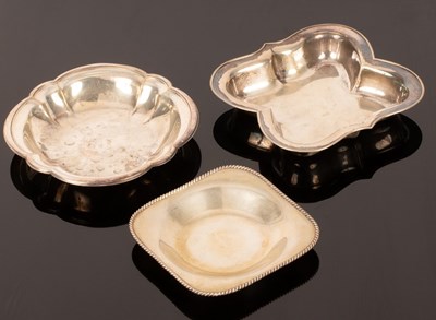 Lot 157 - Three German silver dishes, .835 standard,...