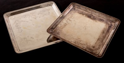 Lot 160 - A pair of Continental white metal trays,...