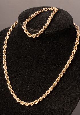 Lot 241 - An Italian 9k yellow gold ropetwist necklace...