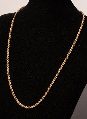 Lot 253 - A 14k yellow gold ropetwist necklace, 62.5cm...