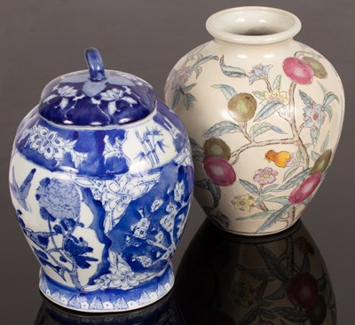 Lot 287 - A 20th Century Chinese blue and white jar and...