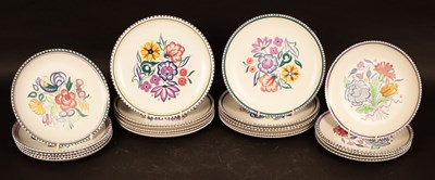 Lot 305 - Poole Pottery, twelve floral decorated dinner...