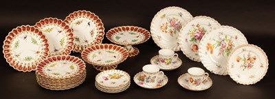 Lot 343 - A Copeland part dessert service painted birds...