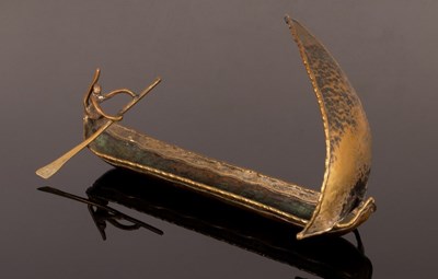 Lot 391 - A Loys mixed metal model of a boat with figure,...