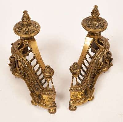 Lot 395 - A pair of Empire style brass marble mounted...