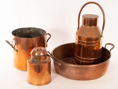 Lot 403 - A two-handled copper preserving pan, 62cm...