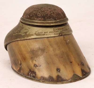 Lot 413 - A 20th Century brass mounted horse hoof...