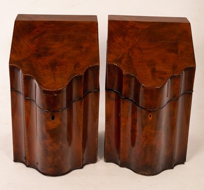 Lot 421 - A pair of George III mahogany knife boxes...