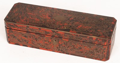 Lot 431 - A red tortoiseshell Boulle work glove box,...