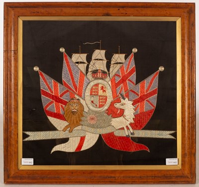 Lot 442 - A Royal Navy Coat of Arms in primitive...