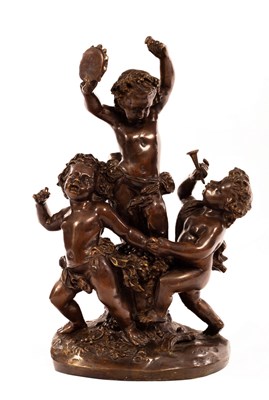 Lot 473 - A large French bronze Bacchus group of three...