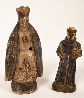 Lot 474 - A polychrome carved figure of St Francis, 20cm...