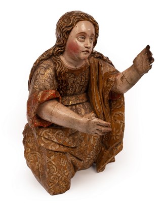 Lot 475 - A 17th Century carved and polychrome figure of...