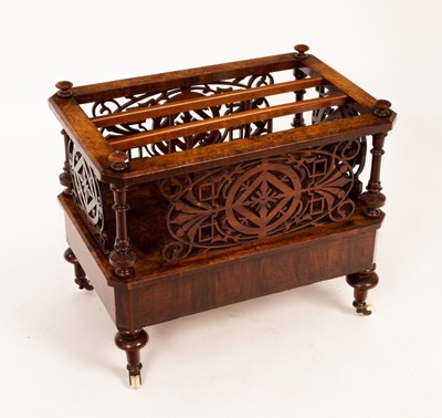 Lot 528 - A Victorian figured walnut music Canterbury...