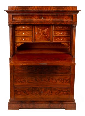 Lot 531 - A German mahogany Biedermeier secretaire...