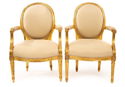 Lot 540 - A pair of Louis XIV style armchairs with...