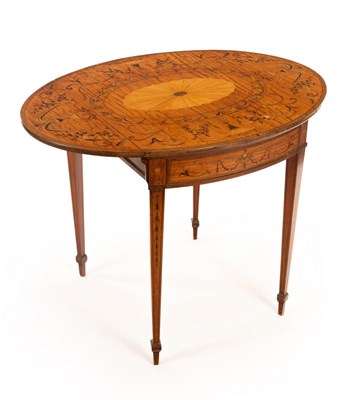 Lot 542 - A Sheraton Revival satinwood oval table,...