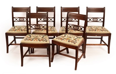 Lot 585 - Six Regency mahogany dining chairs with...