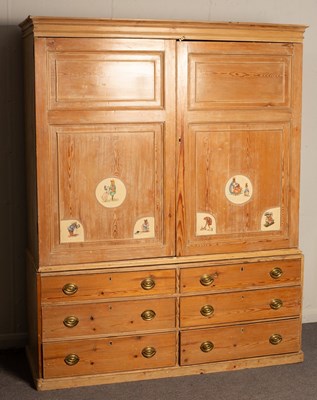 Lot 591 - A housemaid's pine cupboard with drawers...