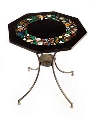 Lot 592 - A 19th Century Italian pietra dura octagonal...