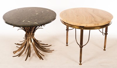 Lot 593 - A circular variegated marble table with gilt...