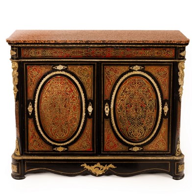 Lot 616 - A 19th Century Boulle side cabinet enclosed by...