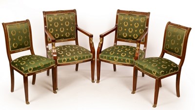 Lot 626 - Two Empire style armchairs and two conforming...