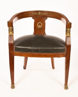 Lot 628 - An Empire style gilt metal mounted desk chair