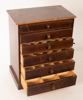 Lot 645 - A collector's cabinet of six graduated drawers,...