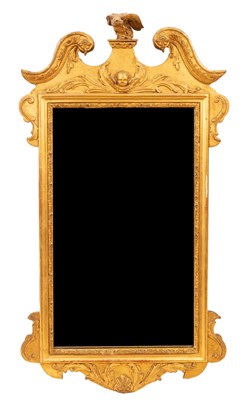 Lot 656 - A Georgian gilt framed mirror with broken swan...