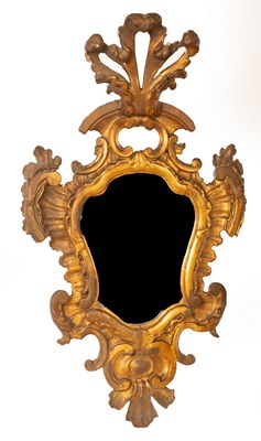 Lot 672 - A giltwood Rococo style mirror, the...