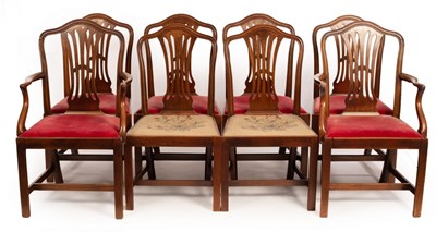 Lot 681 - Eight reproduction Hepplewhite dining chairs,...