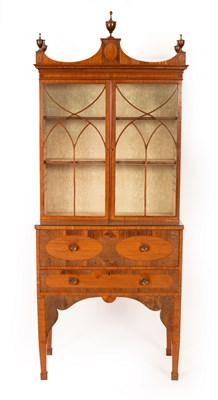 Lot 696 - A Regency satinwood and crossbanded secretaire...