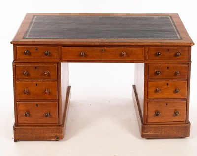 Lot 697 - A Victorian pedestal desk fitted nine drawers...