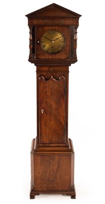 Lot 733 - A mahogany Grandmother clock, the hood with...