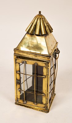 Lot 750 - A brass lantern with glazed sides, 40.5cm high...