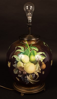 Lot 752 - A porcelain vase painted fruit, 67cm high (now...