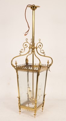 Lot 756 - A Regency style brass hanging lantern with...