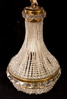 Lot 758 - A pendant shade hung beaded glass drops and...