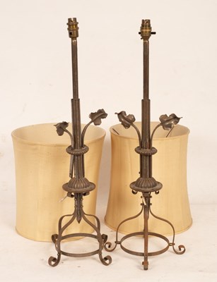 Lot 759 - Two steel telescopic table lamps with leaf...