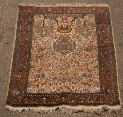 Lot 796 - An Indian rug with vase of flowers design,...