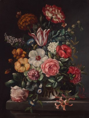 Lot 823 - 20th Century/Vase of Flowers/on a marble...