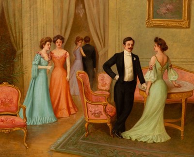 Lot 829 - G L Coulet/Figures in Evening Dress/oil on...