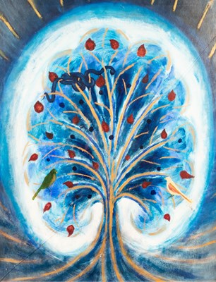 Lot 854 - Manner of Scottie Wilson/Tree of Life/oil on...