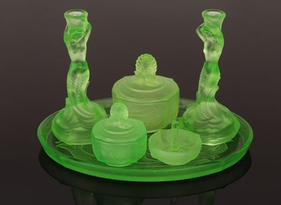 Lot 4 - A Walther & Sohne green uranium glass Nymphen...