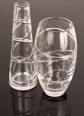 Lot 8 - Jasper Conran, two crystal vases, Aura pattern