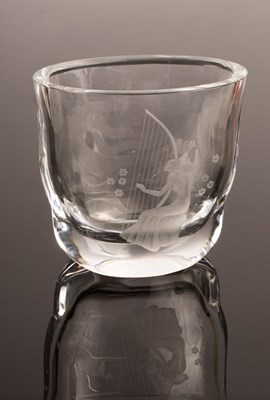 Lot 11 - An Orrefors Swedish glass vase etched a...