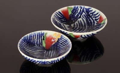 Lot 96 - Clive Davis (born 1939), two small porcelain...