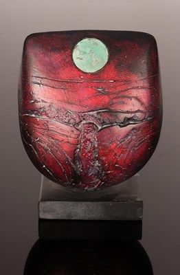 Lot 134 - Peter Hayes (born 1946), raku bow form in deep...