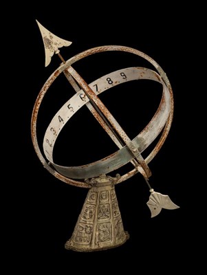 Lot 157 - A sundial sphere, the oval base with signs of...